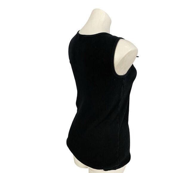 Allen B Tank Top Womens Size Large Black Knit Button Bow Work Office Casual - Picture 8 of 10
